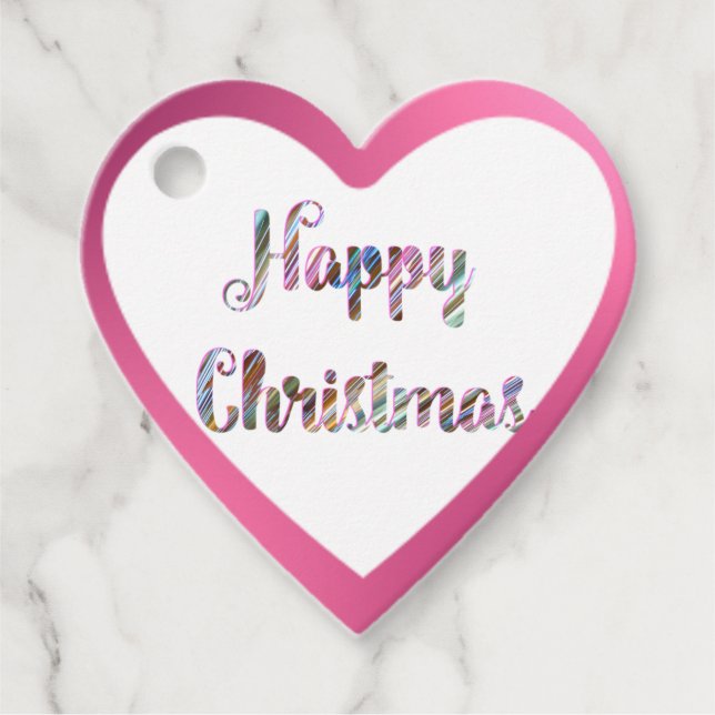 Rosa Herzgrenze Geschenkanhänger (Vorderseite)