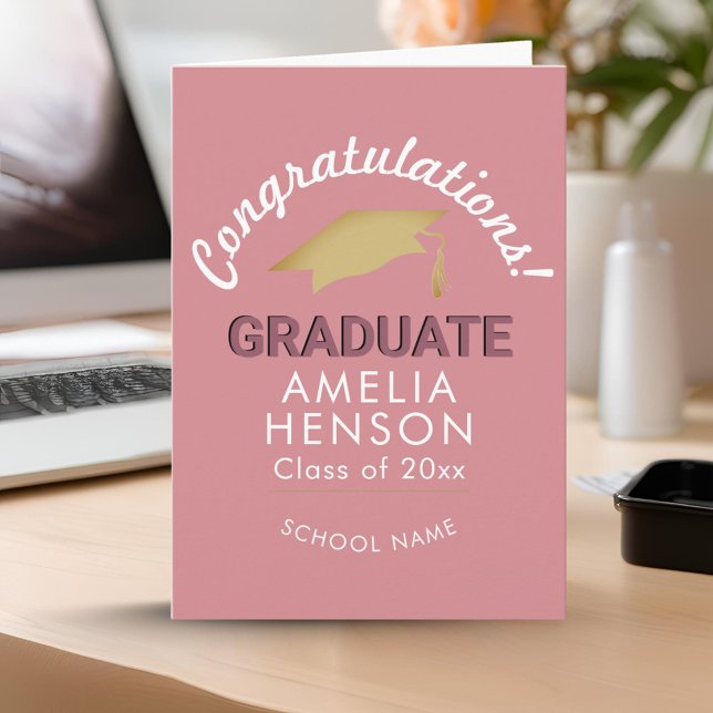 Rosa Herzlichen Glückwunsch Graduate Graduation Ca Karte (Von Creator hochgeladen)