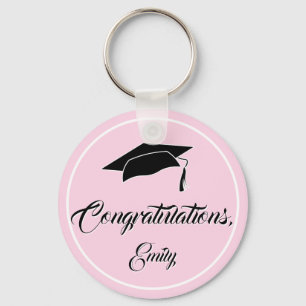 Rosa Herzlichen Glückwunsch Graduation Cap Schlüsselanhänger