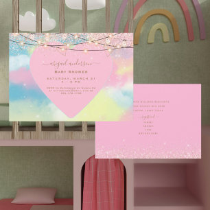 Rosa Herzlichter Baby Shower Einladung