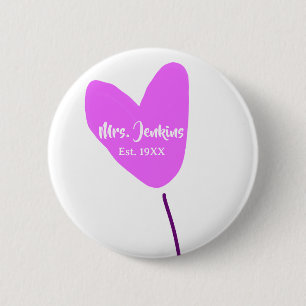 Rosa Herzluftballon Frau Nachname Jahr Lieb. Hinzu Button