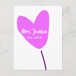 Rosa Herzluftballon Frau Name Est. Jahr Liebe Postkarte