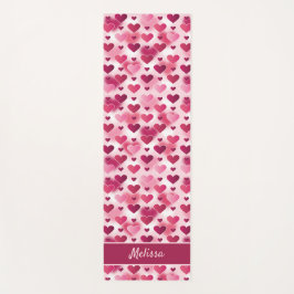 rosa Herzmuster mit Individuelle Name Yogamatte