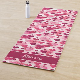rosa Herzmuster mit Individuelle Name Yogamatte