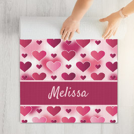 rosa Herzmuster mit Individuelle Name Yogamatte