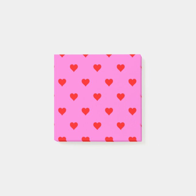 Rosa Herzmuster Retro Chic Post-it Klebezettel (Vorderseite)