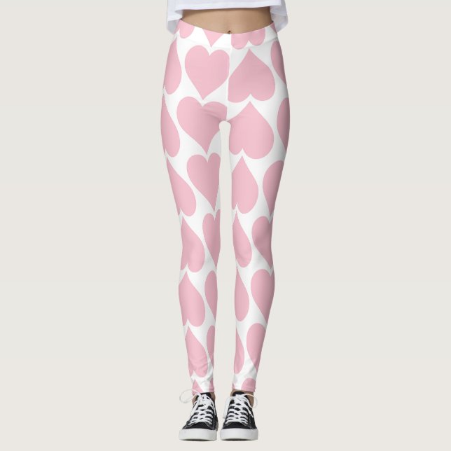 Rosa Herzmuster, Romantik, Liebe Leggings (Vorderseite)