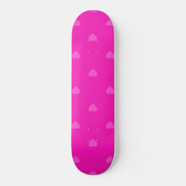Rosa Herzmuster Skateboard (Vorderseite)