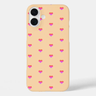 Rosa Herzmuster Valentinstag Pfirsich Orange iPhone 16 Plus Hülle