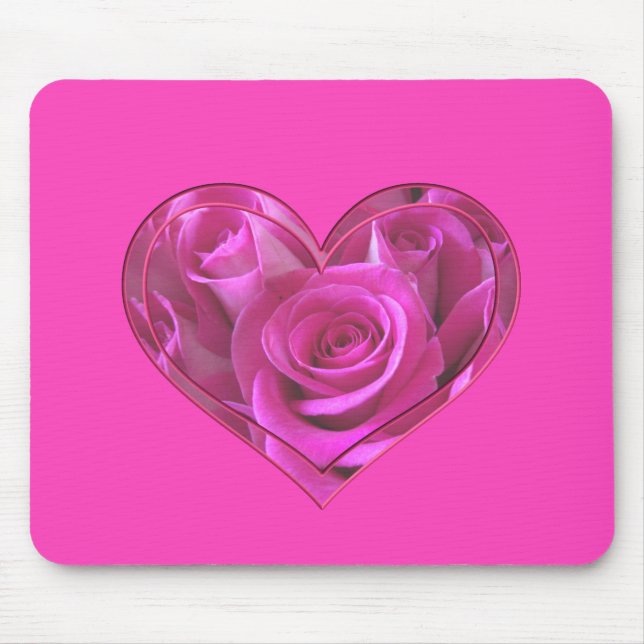Rosa Herzrose Mousepad (Vorne)