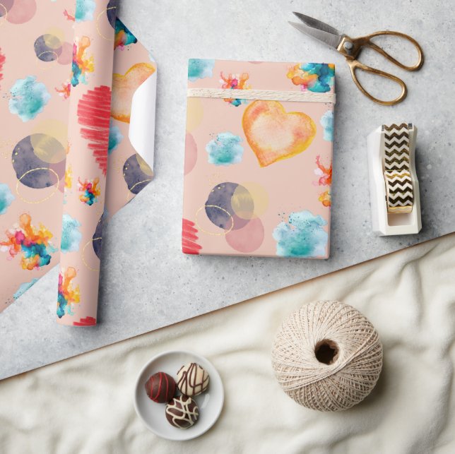 Rosa Herzstil Geschenkpapier (Kunsthandwerk)