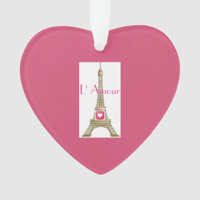 Rosa Herzstück Liebe Paris Eiffelturm Ornament (Vorderseite)