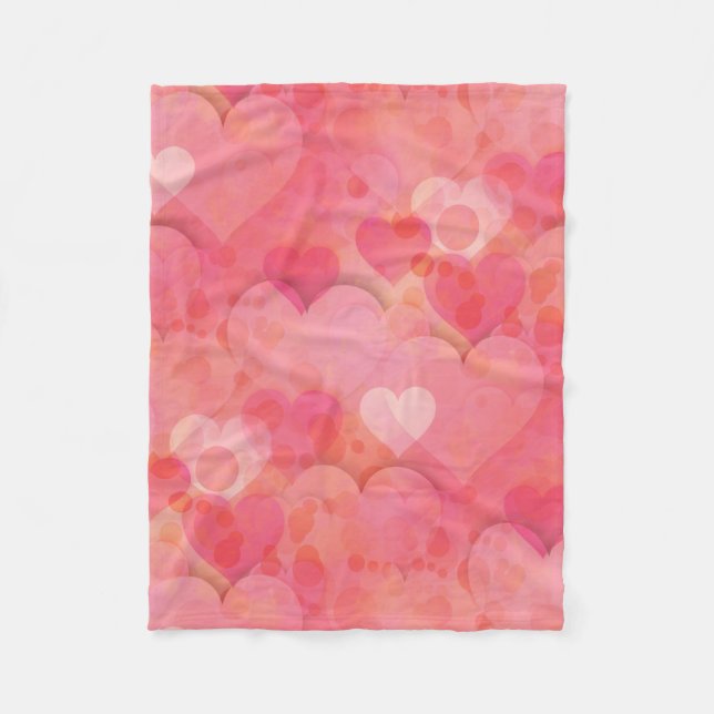 Rosa Herzträume Fleecedecke (Vorderseite)