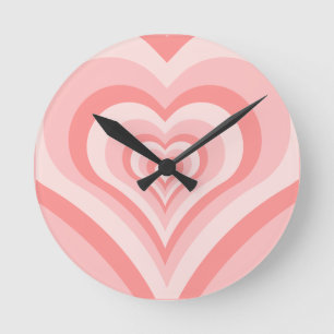 Rosa Herzverlauf-Muster – Süße Mädchenliebe Runde Wanduhr