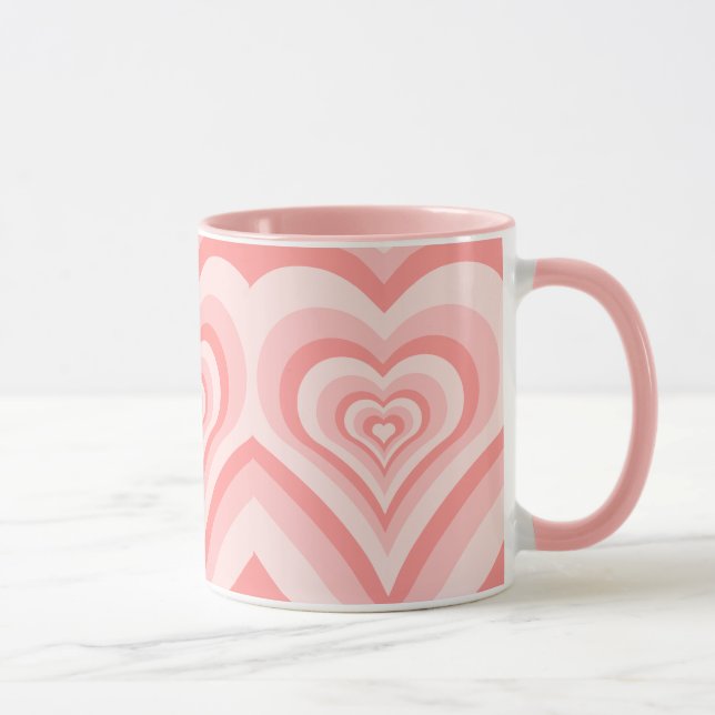 Rosa Herzverlauf-Muster – Süße Mädchenliebe Tasse (Rechts)