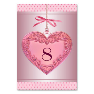 Rosa Herzverwirbelsäule Dot Pink Tischnummer