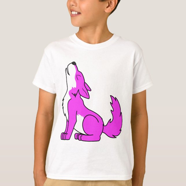 Rosa heulender Wolf-Welpe T-Shirt (Vorderseite)