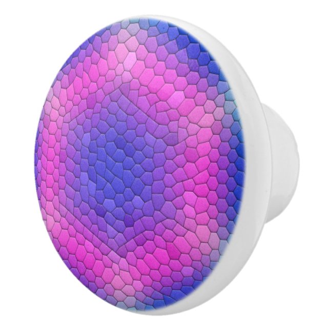Rosa Hexagon Mosaik auf blauem Gradient Keramikknauf (Rechts)