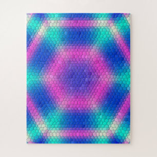 Rosa Hexagon Mosaik auf blauem Gradient Puzzle