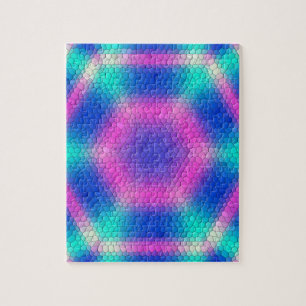 Rosa Hexagon Mosaik auf blauem Gradient Puzzle