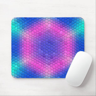 Rosa Hexagon-Mosaik auf blauem Hintergrund Mousepad