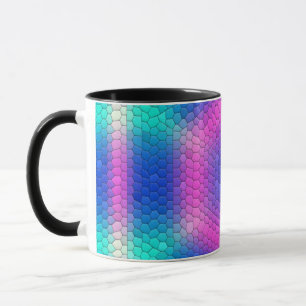 Rosa Hexagon-Mosaik auf blauem Hintergrund Tasse