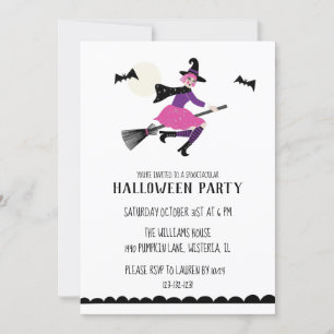 Rosa-Hexe-Halloween-Party Einladung