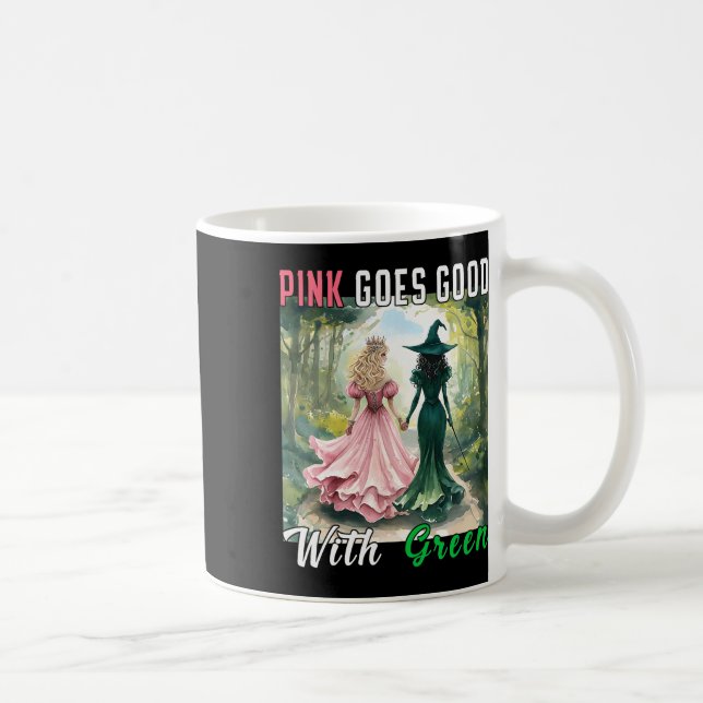 Rosa Hexe wird gut mit grüner Halloween-Hexe Kaffeetasse (Rechts)