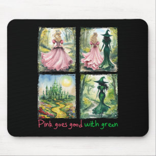 Rosa Hexe wird gut mit grüner Halloween-Hexe Mousepad