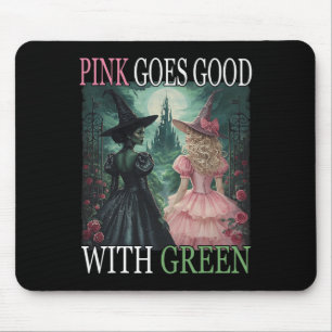 Rosa Hexe wird gut mit grüner Halloween-Hexe Mousepad