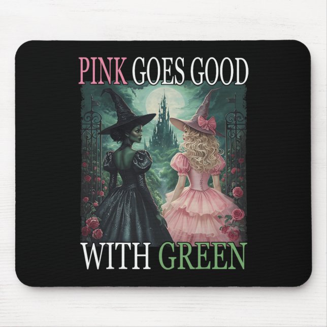 Rosa Hexe wird gut mit grüner Halloween-Hexe Mousepad (Vorne)
