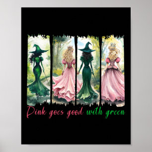 Rosa Hexe wird gut mit grüner Halloween-Hexe Poster