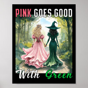 Rosa Hexe wird gut mit grüner Halloween-Hexe Poster