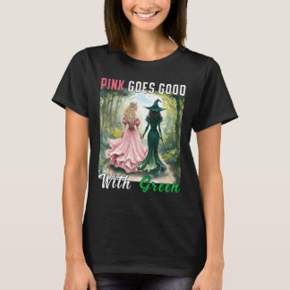 Rosa Hexe wird gut mit grüner Halloween-Hexe T-Shirt