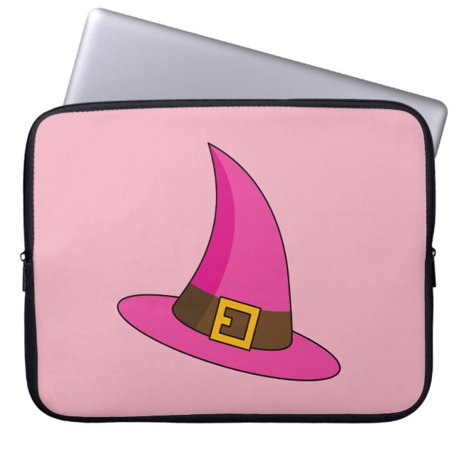 Rosa Hexenhut Laptopschutzhülle (Vorderseite)