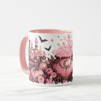 Rosa Hexenkessel & Trankflaschen Halloween-Tasse Tasse
