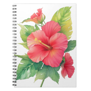 Rosa Hibiskus Aquarell Blume Notizblock