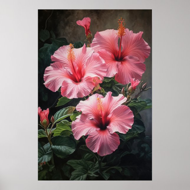 Rosa Hibiskus Blume Art Print Poster (Vorne)