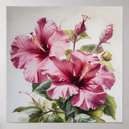 Rosa Hibiskus Blume Art Print Poster