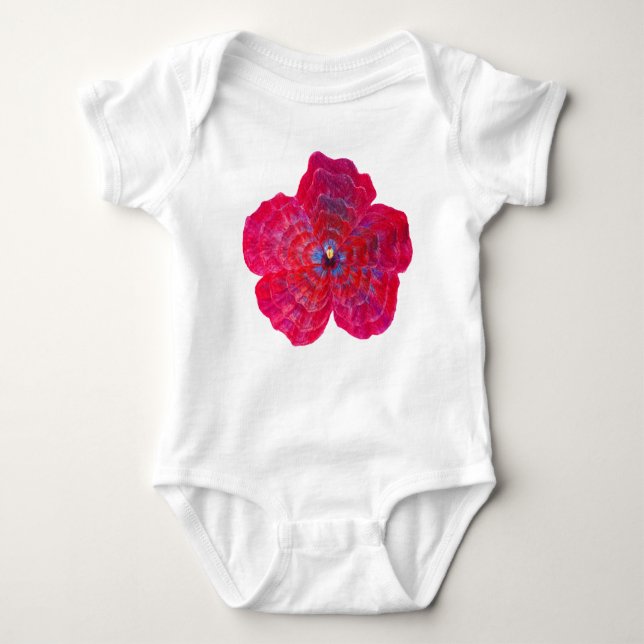 Rosa Hibiskus Blume Baby Bodysuit Baby Strampler (Vorderseite)