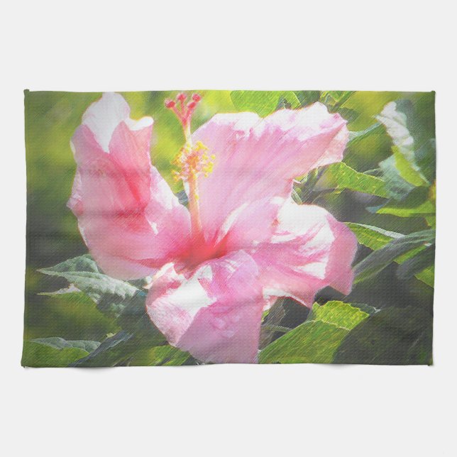 Rosa Hibiskus Blume Handtuch (Horizontal)