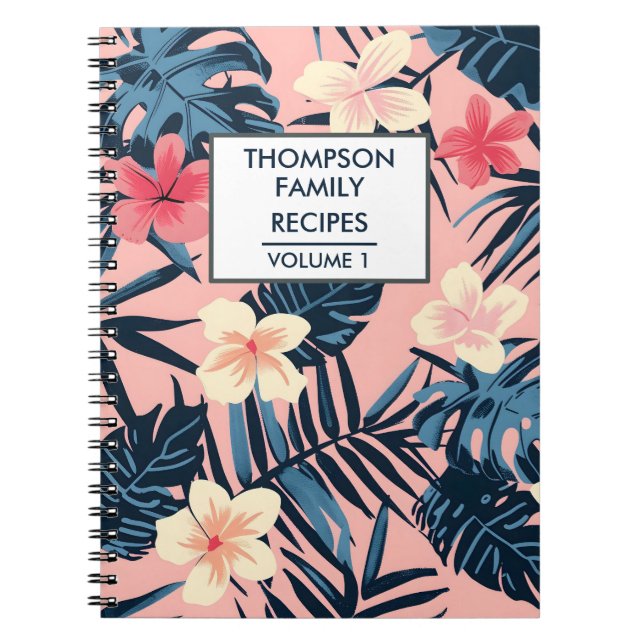 Rosa Hibiskus Blume Personalisiert Rezept Notizblock (Vorderseite)