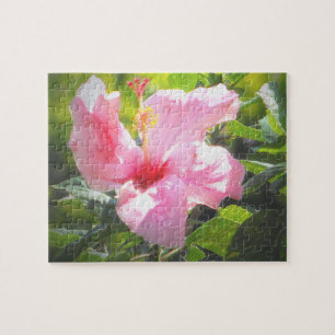 Rosa Hibiskus Blume Puzzle