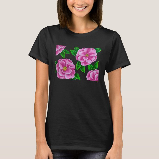 Rosa Hibiskus Blume T-Shirt (Vorderseite)