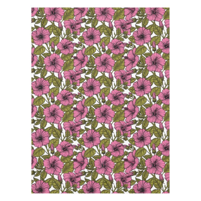 Rosa Hibiskus Blume Tischdecke (Vorderseite)