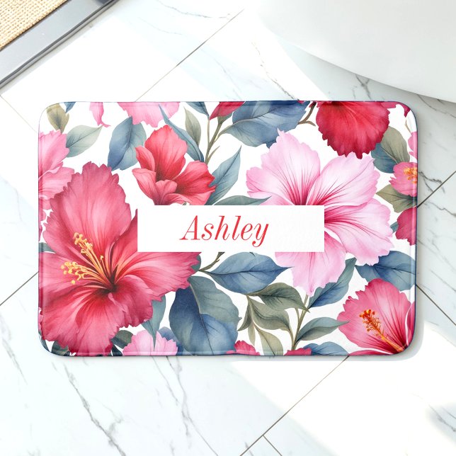 Rosa Hibiskus Blume Tropisch Badematte (Von Creator hochgeladen)