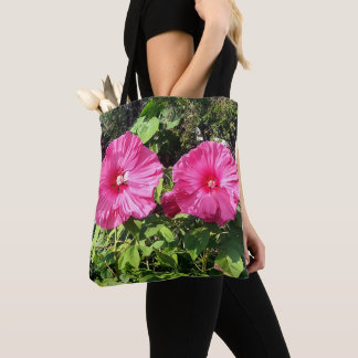 Rosa Hibiskus-Blumen-Kordelzug-Rucksack