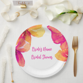 Rosa Hibiskus Blumendusche Einladung Pappteller