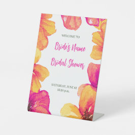 Rosa Hibiskus Blumendusche Einladung Sockelschild