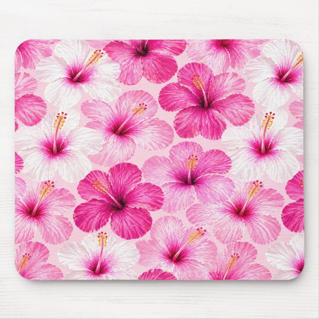 Rosa Hibiskus Blumenmauspad Mousepad (Vorne)